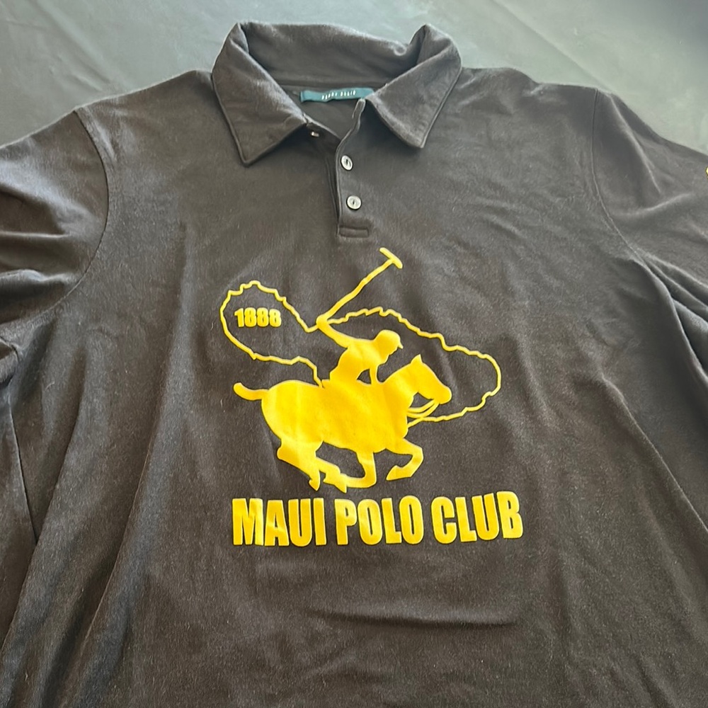 Perry Ellis Black  Polo with Yellow Maui Polo Club Design